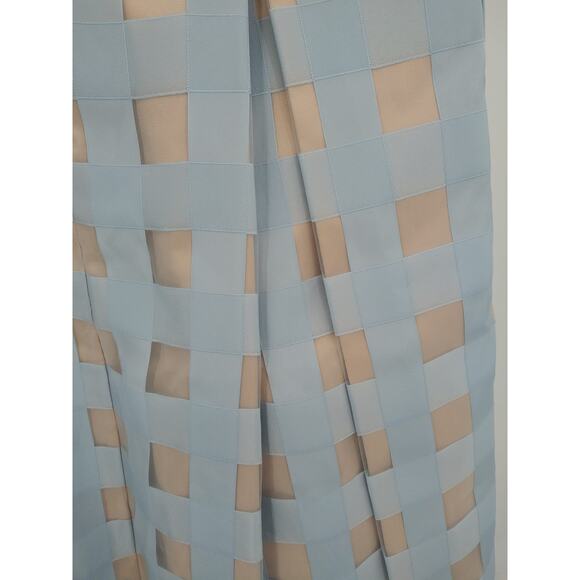 Eliza J Blue & Tan Checked Pleated Windowpane Midi Skirt Semiformal Sz 6 - Picture 7 of 11